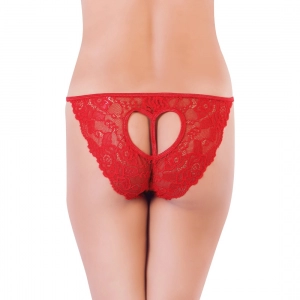 Generic Women's Lace Low Waist Elegant Lace Back Heart Panty For Special Moment (Red)