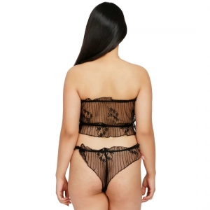 Generic Women's Lace Sheer Lace See Through Lingerie Set (Black)
