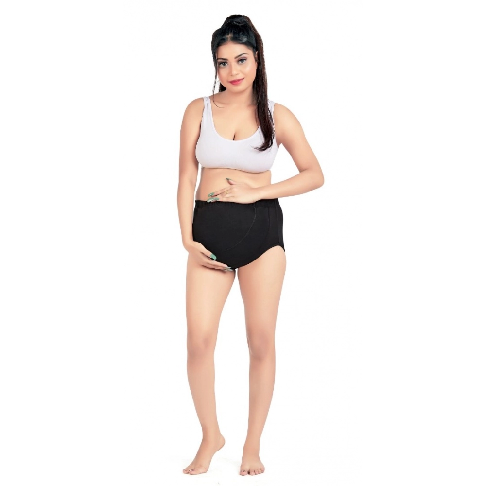 Generic Women's Cotton Blend Adjustable Band Maternity Panty (Black)