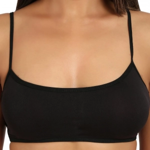 Generic Women's Cotton Blend Lightly Padded Sports Bra With Three Fourth Coverage (Black)