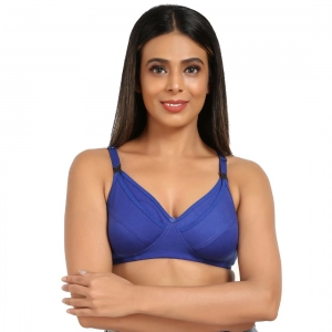 Generic Women's Cotton Blend Mother Care Full Coverage Feeding Bra Non Padded (Blue)