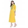 Women's Khadi Embroidered Kurti (Yellow, Khadi)