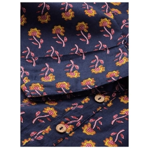 Generic Women's Cotton Printed Solid Kurti (Blue, Cotton)