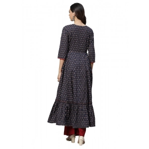 Generic Women's Cotton Sequins Tunic Kurti (Blue, Cotton)