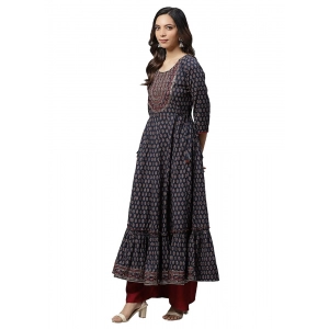 Generic Women's Cotton Sequins Tunic Kurti (Blue, Cotton)