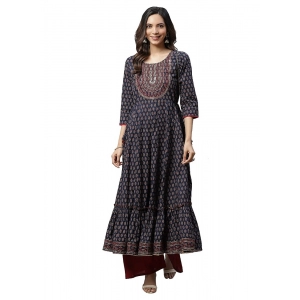 Generic Women's Cotton Sequins Tunic Kurti (Blue, Cotton)