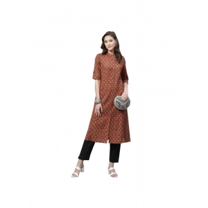 Generic Women's Cotton Printed Flex Kurti (Maroon, Cotton)