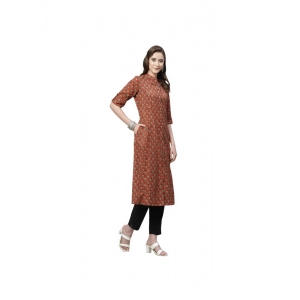 Generic Women's Cotton Printed Flex Kurti (Maroon, Cotton)