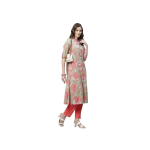 Generic Women's Cotton Printed Flex Kurti (Mint Green, Cotton)