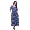 Women's Cotton Printed Anarkali Kurti (Blue, Cotton) Women's Cotton Printed Anarkali Kurti (Blue, Cotton)