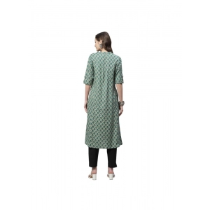 Generic Women's Cotton Printed Flex Kurti (Green, Cotton)