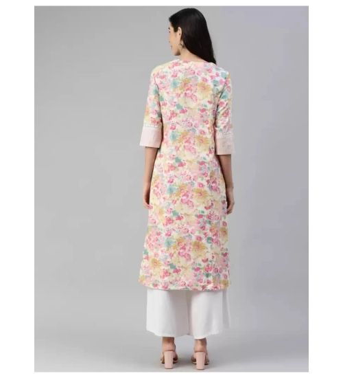 Women's Cotton Printed  Straight Kurti (Multicolor, Cotton)