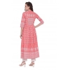 Women's Cotton Printed Regular Kurti (Peach, Cotton)