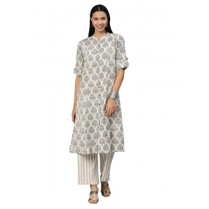 Generic Women's Khadi Printed Regular Kurti (Off White, Cream, Khadi)