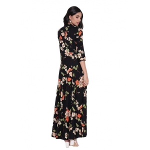 Generic Women's Rayon Printed Maxi Dress (Black, Rayon)