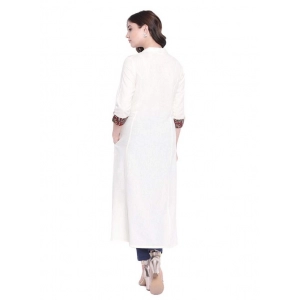 Generic Women's Khadi Printed A Line Kurti  (Off White, Khadi)