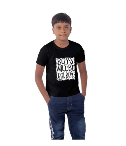 Boys Cotton Will Be Cool Half Sleeve TShirt (Black)