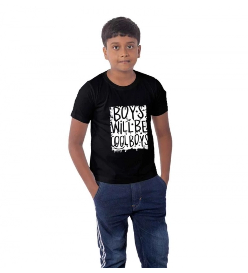 Boys Cotton Will Be Cool Half Sleeve TShirt (Black)