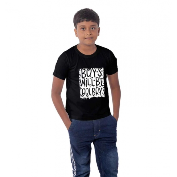 Dropship Boys Cotton Will Be Cool Half Sleeve TShirt (Black)