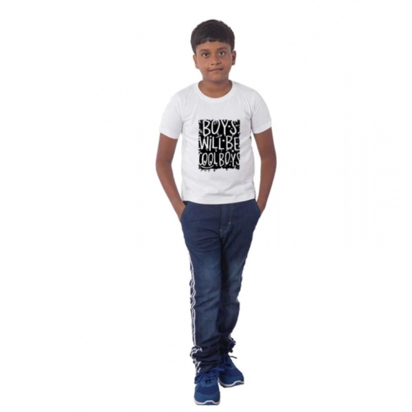 Dropship Boys Cotton Will Be Cool Half Sleeve TShirt (White)