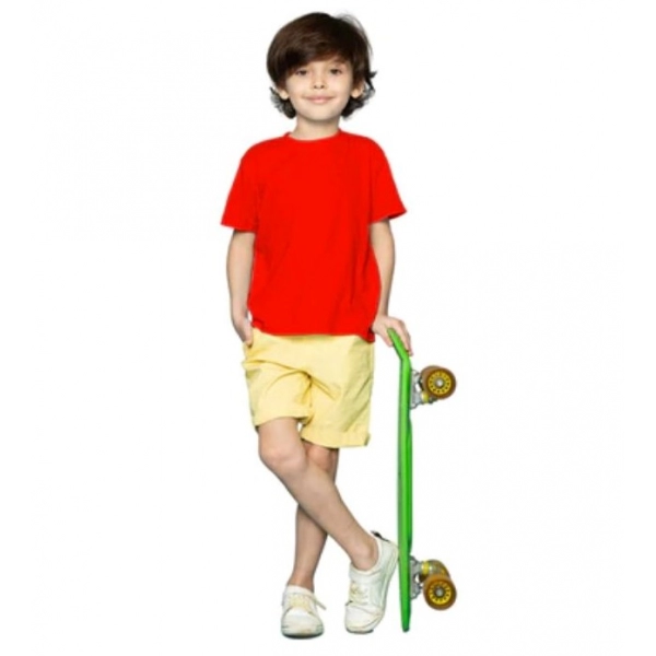 Dropship Boys Cotton Plain Half Sleeve TShirt (Red)