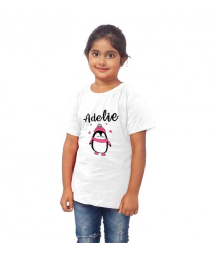 Girls Cotton Adelie Half Sleeve TShirt (White)
