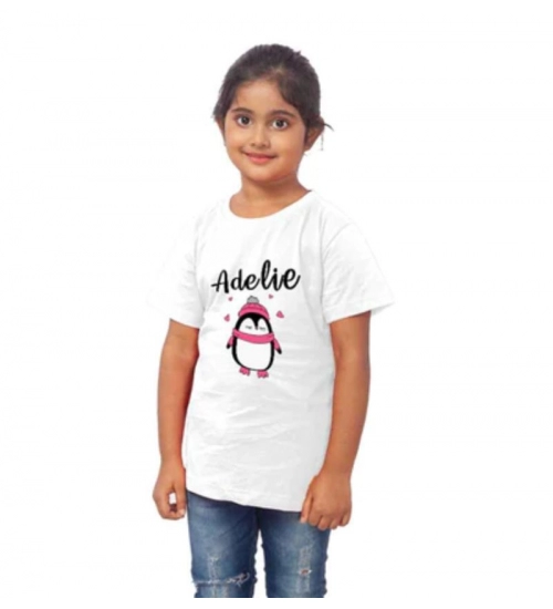 Girls Cotton Adelie Half Sleeve TShirt (White)