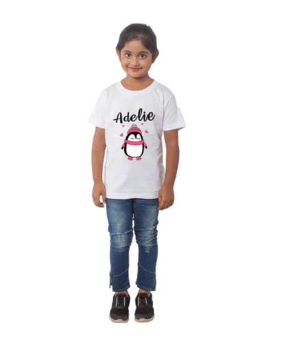 Girls Cotton Adelie Half Sleeve TShirt (White)