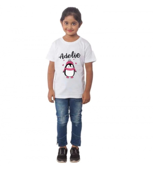 Girls Cotton Adelie Half Sleeve TShirt (White)
