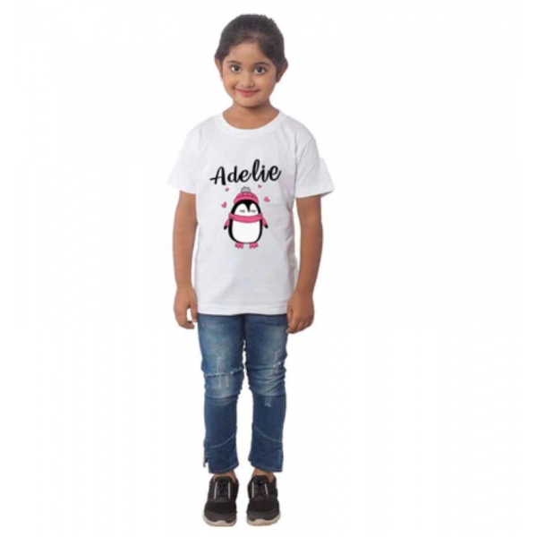 Dropship Girls Cotton Adelie Half Sleeve TShirt (White)