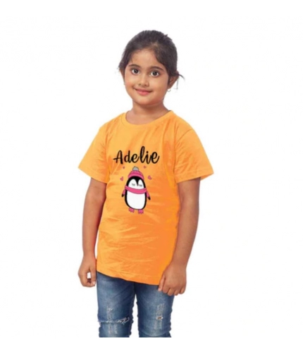 Girls Cotton Adelie Half Sleeve TShirt (Mustard)