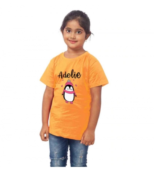 Girls Cotton Adelie Half Sleeve TShirt (Mustard)