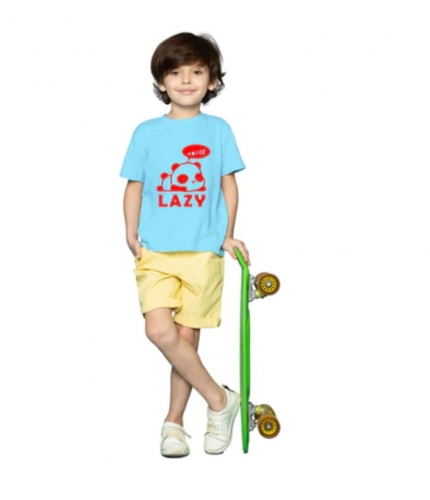 Boys Cotton Lazy Half Sleeve TShirt (Sky Blue)