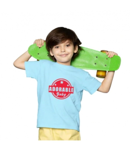 Boys Cotton Adorable Baby Half Sleeve TShirt (Sky Blue)