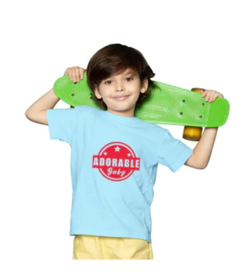 Boys Cotton Adorable Baby Half Sleeve TShirt (Sky Blue)