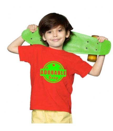 Boys Cotton Adorable Baby Half Sleeve TShirt (Red)