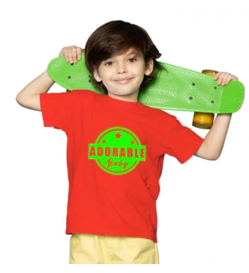 Boys Cotton Adorable Baby Half Sleeve TShirt (Red)