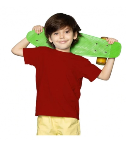 Boys Cotton Plain Half Sleeve TShirt (Maroon)