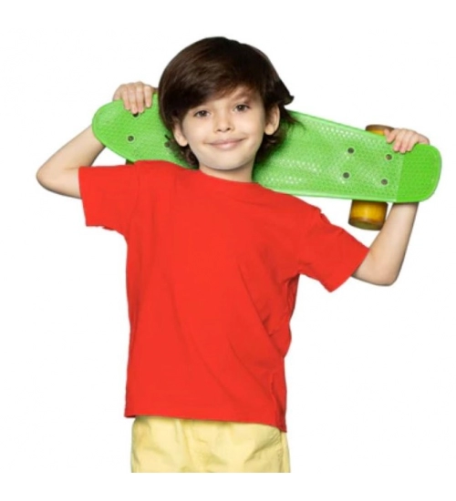 Boys Cotton Plain Half Sleeve TShirt (Red)