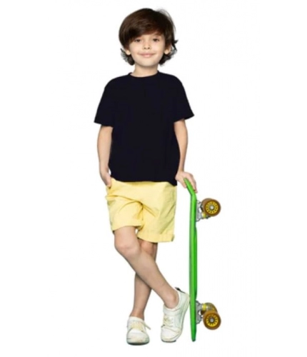 Boys Cotton Plain Half Sleeve TShirt (Black)