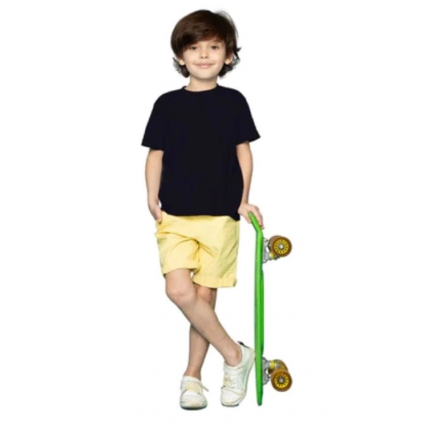 Dropship Boys Cotton Plain Half Sleeve TShirt (Black)