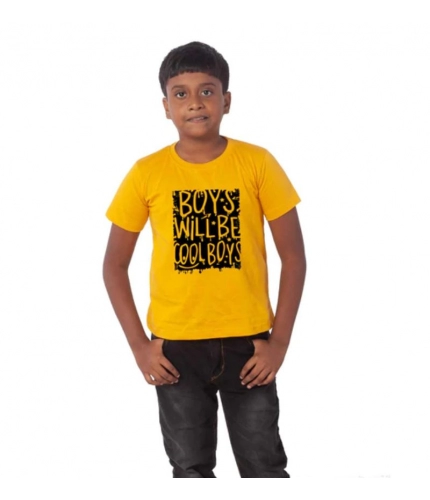 Boys Cotton Will Be Cool Half Sleeve TShirt (Mustard)