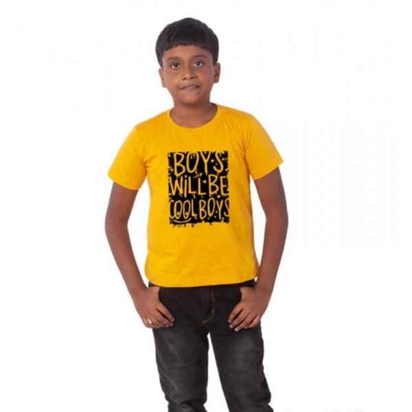 Dropship Boys Cotton Will Be Cool Half Sleeve TShirt (Mustard)