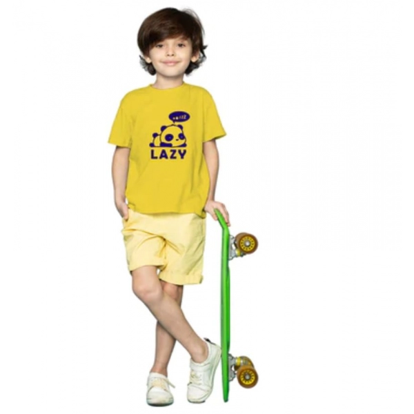 Dropship Boys Cotton Lazy Half Sleeve TShirt (Mustard)