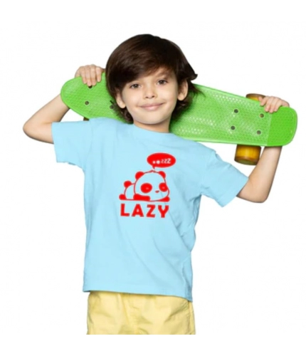 Boys Cotton Lazy Half Sleeve TShirt (Sky Blue)