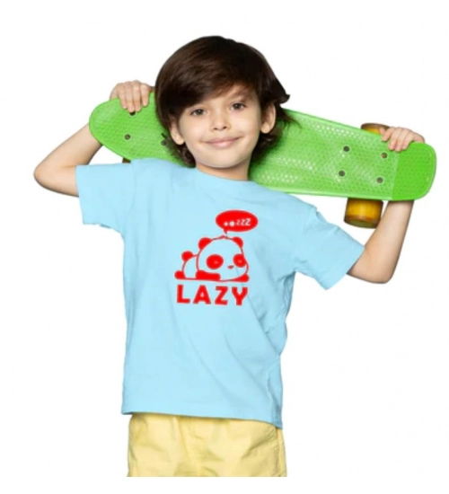 Boys Cotton Lazy Half Sleeve TShirt (Sky Blue)