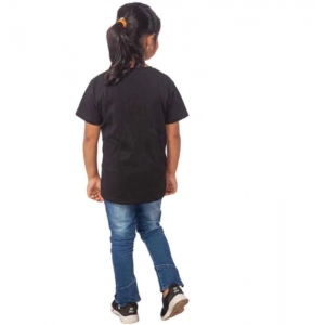 Generic Girls Cotton Cat Half Sleeve TShirt (Black)
