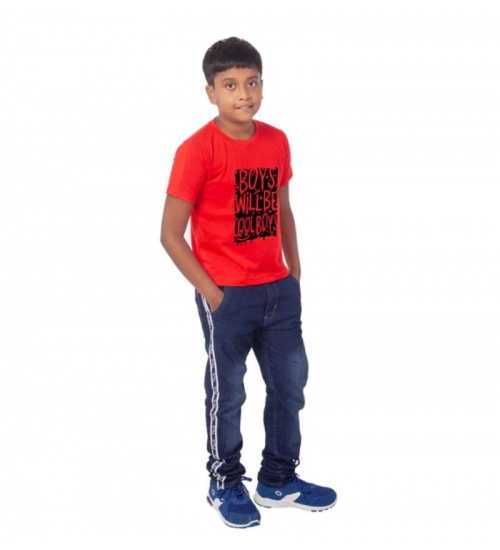 Boys Cotton Will Be Cool Half Sleeve TShirt (Red)
