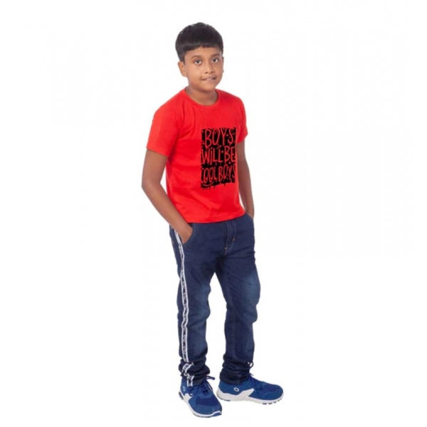 Dropship Boys Cotton Will Be Cool Half Sleeve TShirt (Red)
