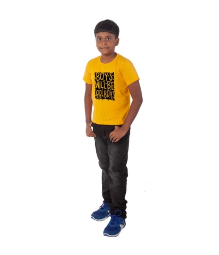 Boys Cotton Will Be Cool Half Sleeve TShirt (Mustard)